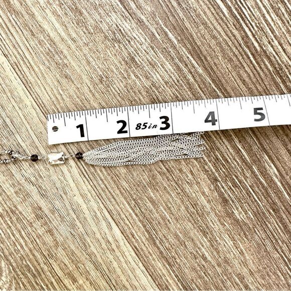 Silver tone double chain  tassel necklace - Picture 8 of 12